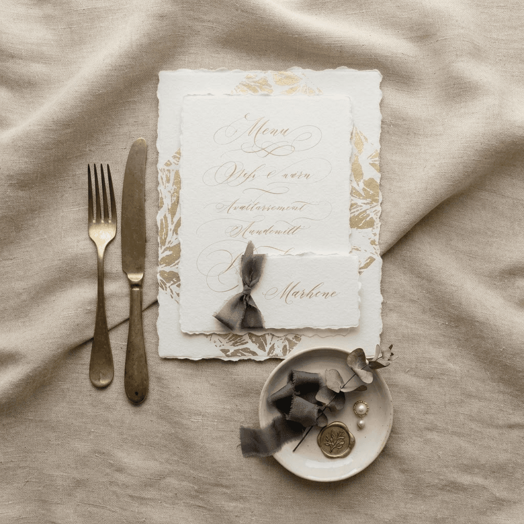 Menus e cartoes de mesa para casamento e eventos