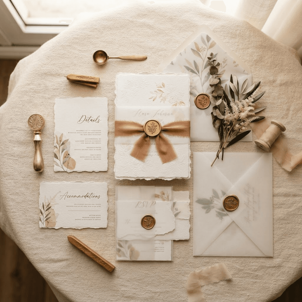 Kit de papelaria para evento com lacres e fitas